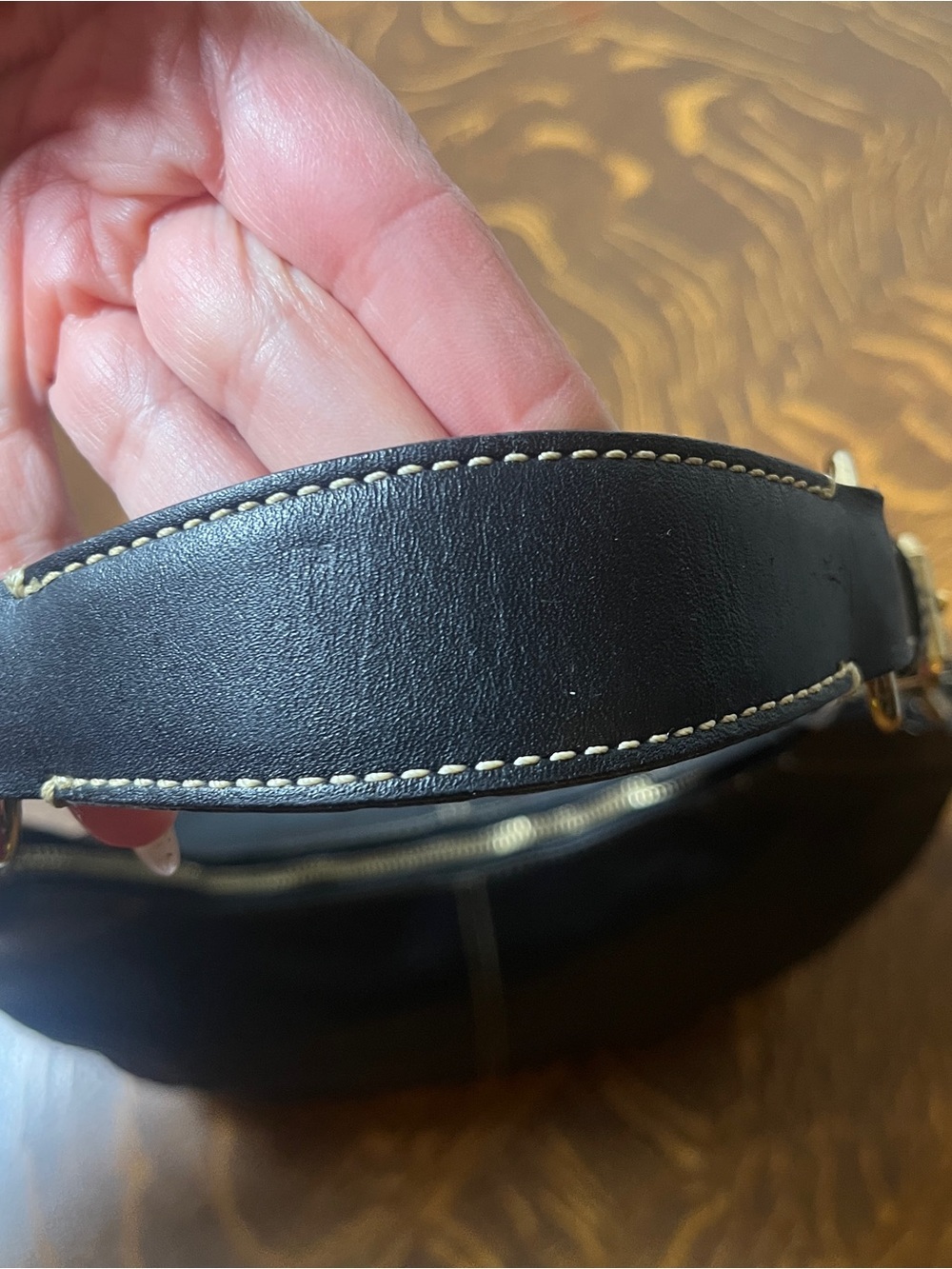 Dooney & Bourke Black Pebbled Leather Shoulder Hobo with Contrast Stitching - Picture 4 of 8